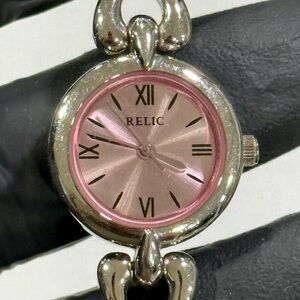 Relic By Fossil ZR33153 Pink Roman Numeral Dial Ladies’ 22mm Dress Watch